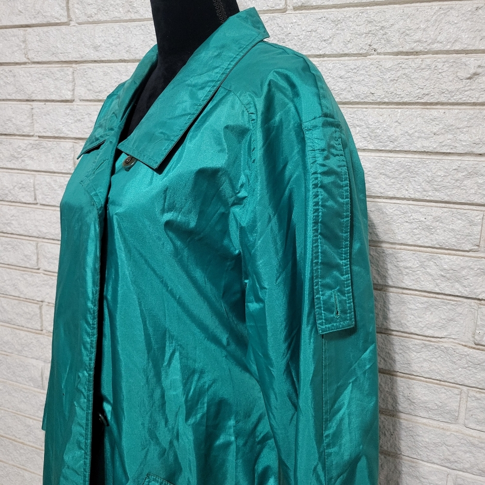 Vtg Otello Pella Emerald Green Sz 11-12 Long Trench Raincoat Overcoat Classic